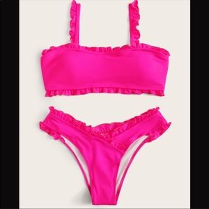 Pink ruffle bikini